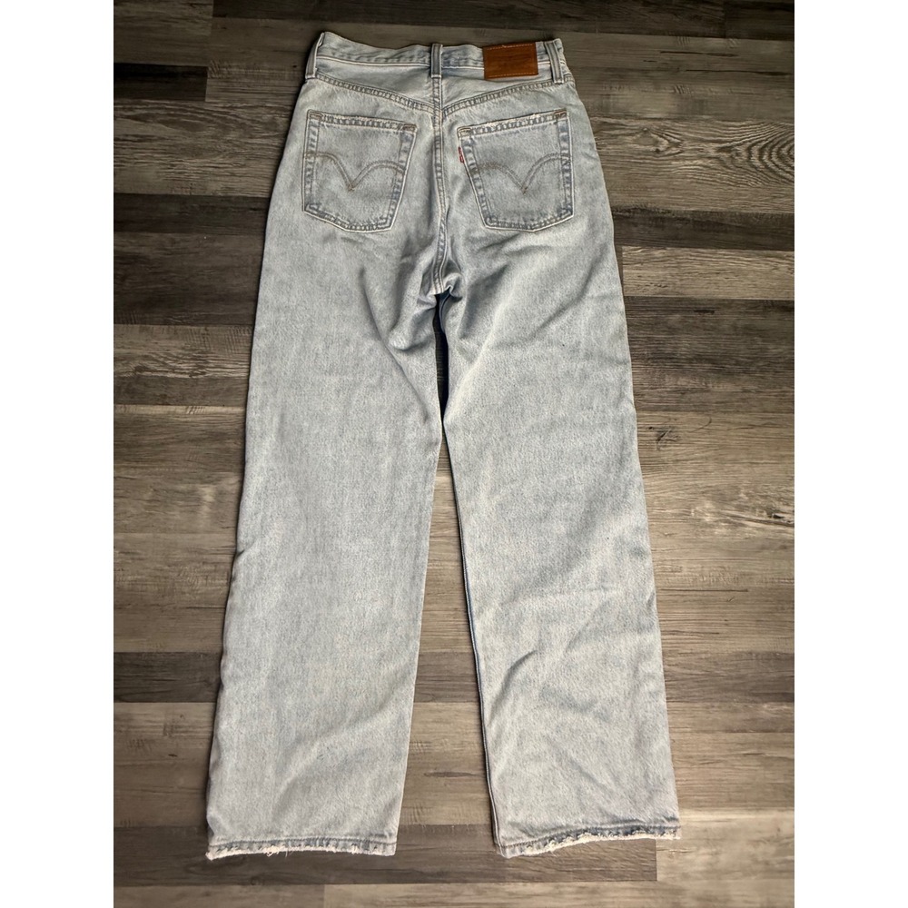 Levis Ribcage Straight Ankle Jeans Light Wash High Rise Button Fly Denim 25